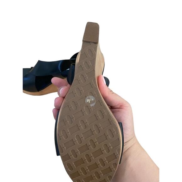 Diane Von Furstenberg Women's Natural Black Leather Wedges Sandal Size 7.5 - Picture 5 of 7